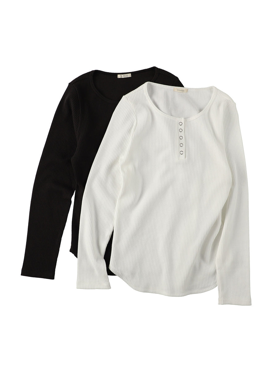 HENLEY NECK LONG SLEEVE TEE_DOROTHY　ヘンリーネック長袖Tシャツ_ドロシー